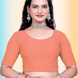 Moda Rapido Self Design Round Neck Saree Blouse-picture-37