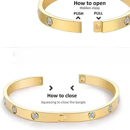 DressBerry Set Of 2 Gold-Plated American Diamond Studded Kada Bracelet image 5