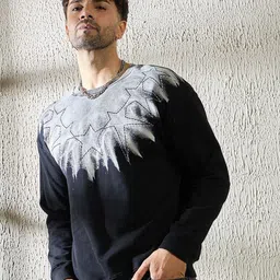 FUGAZEE Men Cotton Geometric Embroidered Pullover Sweatshirt image 1