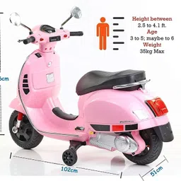 jo baby Vespa 12v Battery Operated Rechargeable Ride On Scooter with Foot Accelerator Scooter Battery Operated Ride On image 3