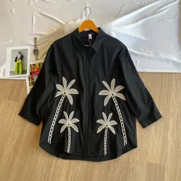 streetwardrobe Women Regular Fit Embroidered Button Down Collar Party Shirt-picture-42