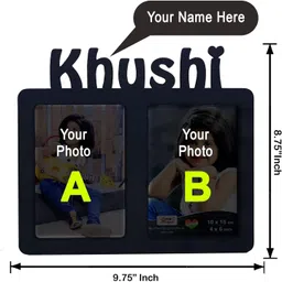 ser ak Personalized Wooden Photo Frame with Name Cutout 12 inch Wall Mount image 2