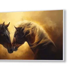 nestroots White Canvas Framed Majestic Equine Encounter in Art Wall Painting(18X36 Inch) image 4