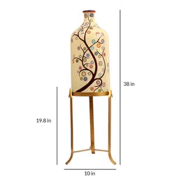 posh n plush Artful Timber White Glass Shade Hand Painted Floor LED Lamp With Gold Base image 5