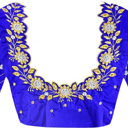 omini fashion Unstitched Art Silk Blouse Material Embroidered image 1