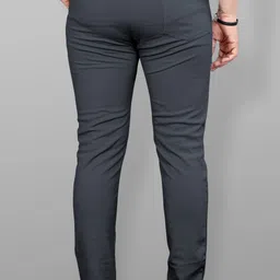 combraided Men Slim Fit Grey Lycra Blend Trousers image 2