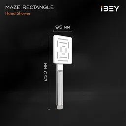 ibey Square Hand Shower | High-Pressure Chrome Spray | ABS Handle, SS Tube & 1m Pipe Handheld image 3