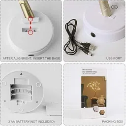 newness 36 LEDs Shimmer Pearl Tree Desk Lamp with Touch Sensor, USB & Battery Operated Table Lamp image 3