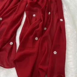 qalb luxuria Self Design Georgette Women Red Stole image 4