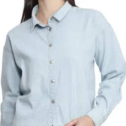 nuevosdamas Women Regular Fit Solid Curved Collar Casual Shirt-picture-28
