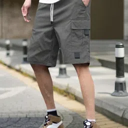 torontocn Solid Men Dark Grey Cargo Shorts-picture-11