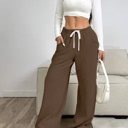 rajovati Women Loose Fit Brown Viscose Rayon Trousers image 4