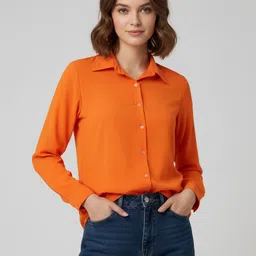 my swag Women Relaxed Fit Fit Solid Spread Collar Casual Shirt-picture-34