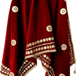 aripan Velvet Embroidered, Self Design Maroon Women Dupatta-picture-20