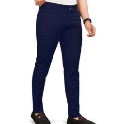 clothone Men Slim Fit Blue Lycra Blend Trousers image 3