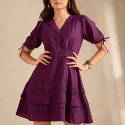 Outzidr Puff Sleeve Fit & Flare Mini Dress-picture-40