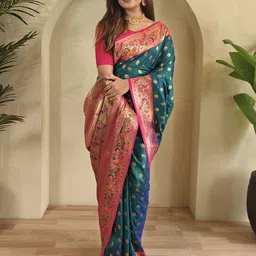 MORDEN MUSE Ethnic Motifs Zari Paithani Saree image 5