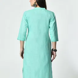 MAURYA MAURYA Ethnic Motifs Yoke Design Mandarin Collar Straight Kurta image 5