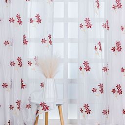 Parda Online White & Maroon Floral Sheer Long Door Curtain-picture-10