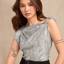 Outzidr Women One Shoulder Twisted Strap Top-image-36