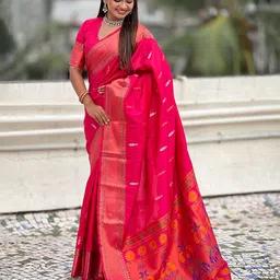 all about you Floral Woven Design Paithani Saree image 5