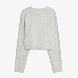 Bershka Women Self Design Soft Touch Buttoned Cardigan Sweater image 5