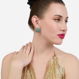 Zaveri Pearls Set Of 2 Gold-Plated Enamelled Contemporary Studs image 5