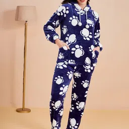 G Heist Women Graphic Printed Long Sleeves Hooded Long Sleeves Night suit-picture-21