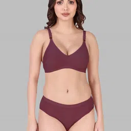 samvar Women Pink,Maroon Cotton Bra Panty Set for Lingerie Set Undergarments Pack of 2 image 4