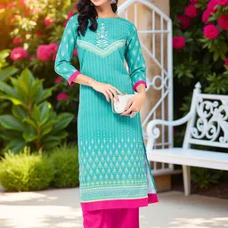 Pannkh Ethnic Motifs V Neck Printed Straight Kurta-picture-23