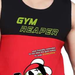 SLOWLORIS Men Pack Of 2 Printed Bio-Wash Combed Cotton Gym Vests image 3