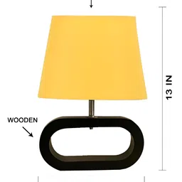 Devansh Yellow Wood Traditional Frusturical Shaped Table Lamp image 5