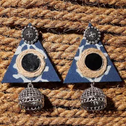 iTokri German Silver Contemporary Shaped Jhumkas-picture-22