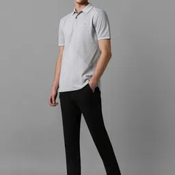Louis Philippe Men Geometric Printed Polo Collar Cotton Slim Fit T-shirt image 5