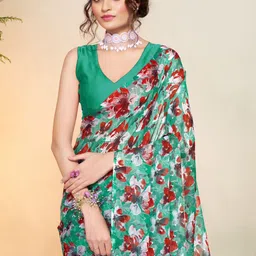 Garden Vareli Floral Printed Pure Chiffon Saree image 2