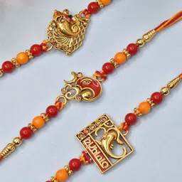 MEIRA JEWELLERY 5 Pcs Mauli Thread Rakhi with Roli Chawal & Greeting Card-picture-25