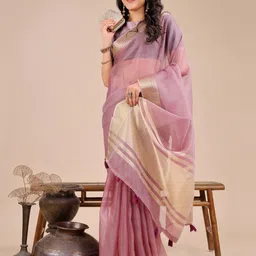 KALINI Zari Organza Zari Weaving Border Saree With Blouse Piece image 5