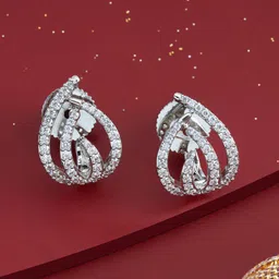 Kushal's Fashion Jewellery Rhodium-Plated Zircon Studded Half Hoop Earrings-picture-50