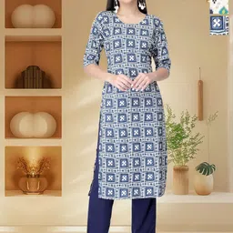 HERE&NOW Selection Of 3 Floral Printed Round Neck Straight Kurtas-picture-15