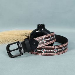 Celtic Unisex Black Printed Leather Belt with Tang Closure-picture-26