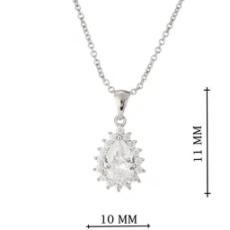 MINJI AND CO. Silver-Plated Cubic Zirconia Studded Teardrop Shaped Pendant With Chain image 3