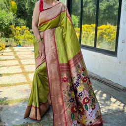 Mameraa Ethnic Motifs Art Silk Handloom Saree-image-10