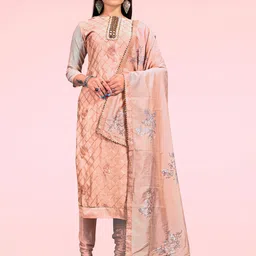 Maroosh Floral Embroidered Sequinned Chanderi Unstitched Dress Material-picture-55