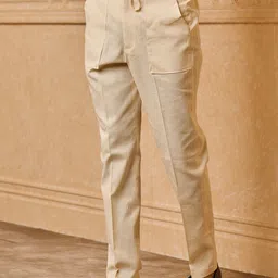 Tasva Men Mid Rise Regular Fit Trousers image 4