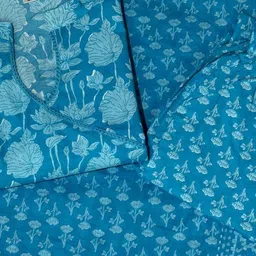 SRF JAIPUR Women Floral Printed Regular Pure Cotton Kurta with Trousers & With Dupatta image 4