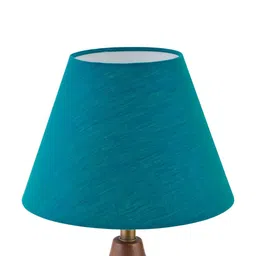 Fabindia Basix Teal Blue & White Frusturical Shaped Cotton Lampshade image 3