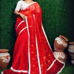 RIDDHIMAN FASHION Woven Design Pure Cotton Jamdani Saree-picture-39