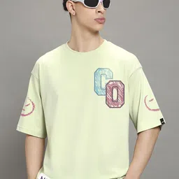 Bewakoof Men Typography Printed Round Neck Cotton Oversized T-shirt image 2