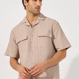 Styli Men Cuban Collar Textured Relaxed Fit Casual Shirt-image-45