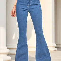Glossia Women Bootilicious Flared High-Rise Stretchable Jeans-image-1